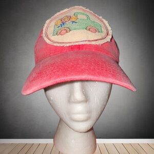 Upcycled acid washed red Cap with Truck Patch